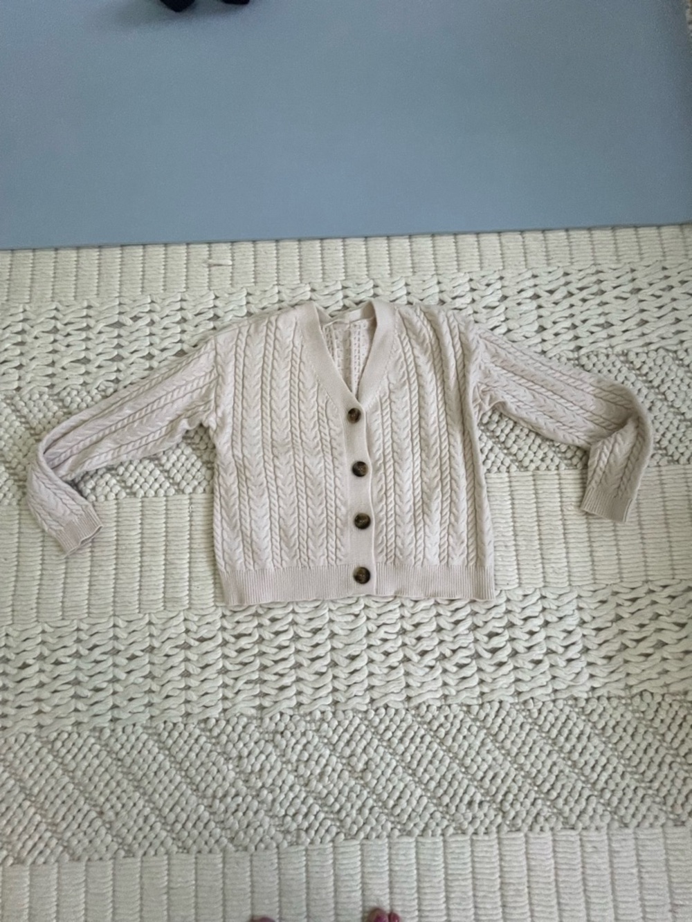 Cyrus Cream Cable Knit Button-Front Cardigan
